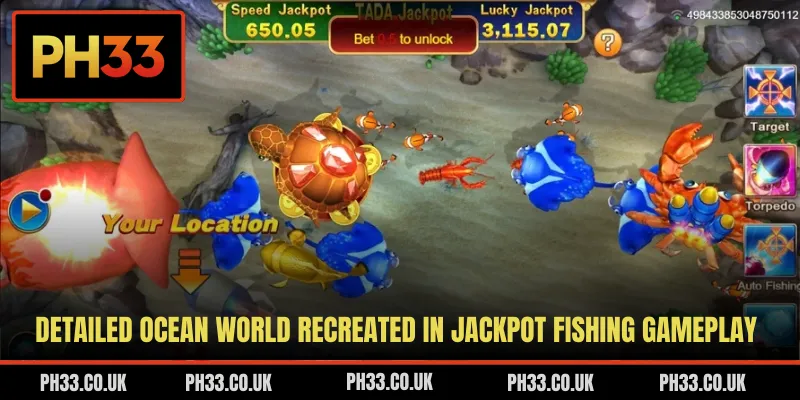 Detailed ocean world recreated in Jackpot Fishing gameplay