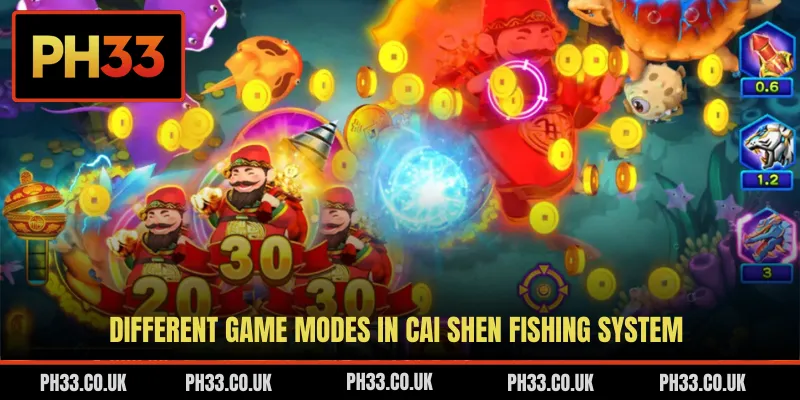 Different game modes in Cai Shen Fishing system