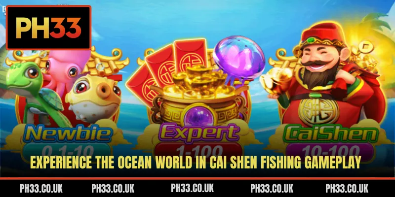 Experience the ocean world in Cai Shen Fishing gameplay