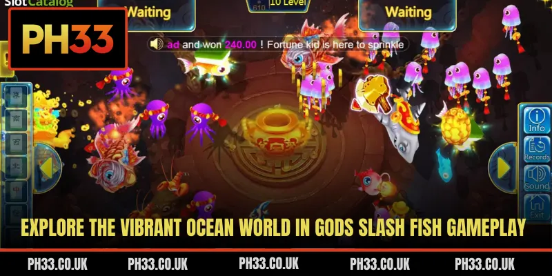 Explore the vibrant ocean world in Gods Slash Fish gameplay