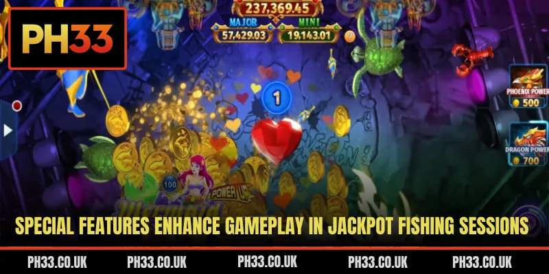 Special features enhance gameplay in Jackpot Fishing sessions